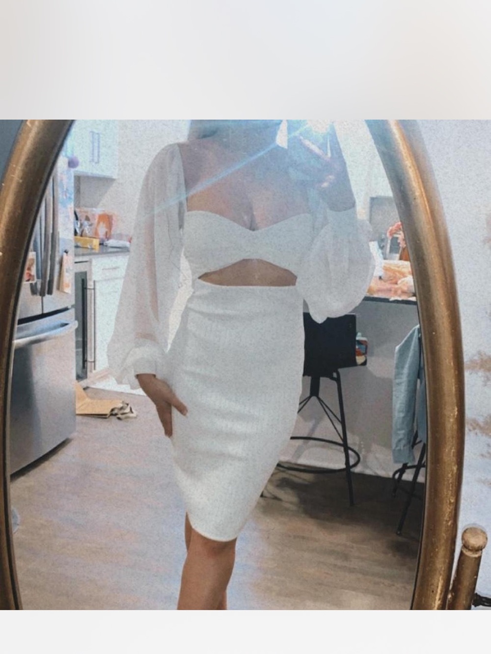 White High-Waist Pencil Dress - Elegant Women's Dress